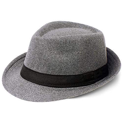 Coucoland Panama Sombrero Mafia Gangster Fedora Trilby Bogart sombrero para hombre de los años 20s Fieltro gris. Talla única