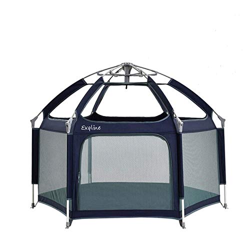 Exqline Parque Bebés Portátil con Colchón, Pop N Go Parque Infantil Bebe Ligero 6 Paneles con Pabellón Anti-UV, Baby Playpen Interiores y Exteriores (Negro) Exqline Parque Bebés Portátil con Colchón, Pop N Go Parque Infantil Bebe Ligero 6 Paneles con Pabellón Anti-UV, Baby Playpen Interiores y Exteriores (Negro)