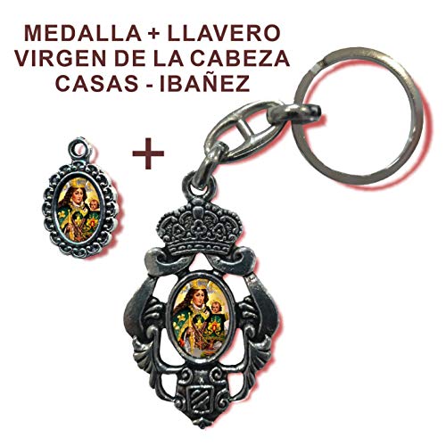 Llavero + Medalla Virgen de la Cabeza de Casas - Ibañez (Albacete). De Regalo estampas de San Miguel, San Expedito, San Judas Tadeo y San Pancracio
