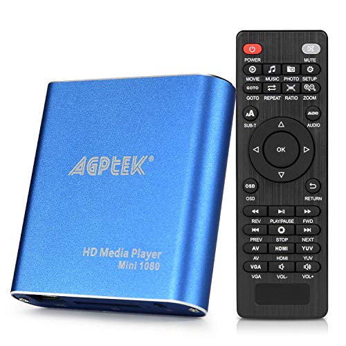 MKV Media Player, AGPTEK Azul Mini Full HD 1080p Digital Streaming Media Player-MKV/RM-SD/USB HDD HDMI CVBS YPbPr