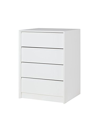 MUEBLECASA - Cajonera KIT 4 cajones, madera, 50cm Ancho x 45cm Fondo x 72cm Alto, Blanco