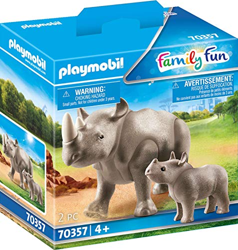 Playmobil Rinoceronte con Cachorro Figurine - 70357, multicolor