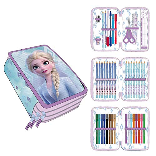 Cerdá, Estuche Plumier Triple con Rotuladores Giotto de Frozen 2 con Lentejuelas-Licencia Oficial Marvel Studios Unisex niños, Multicolor, 12.5 X 19.5 X 6.5 CM