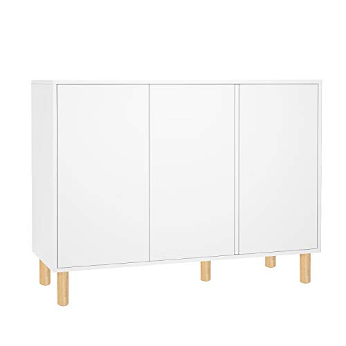 Homfa Armario Almacenaje Mueble Auxiliar de Suelo Aparador Salón Comedor Dormitorio con 3 Puertas 6 Estantes Blanco 107x40x80cm Homfa Armario Almacenaje Mueble Auxiliar de Suelo Aparador Salón Comedor Dormitorio con 3 Puertas 6 Estantes Blanco 107x40x80cm