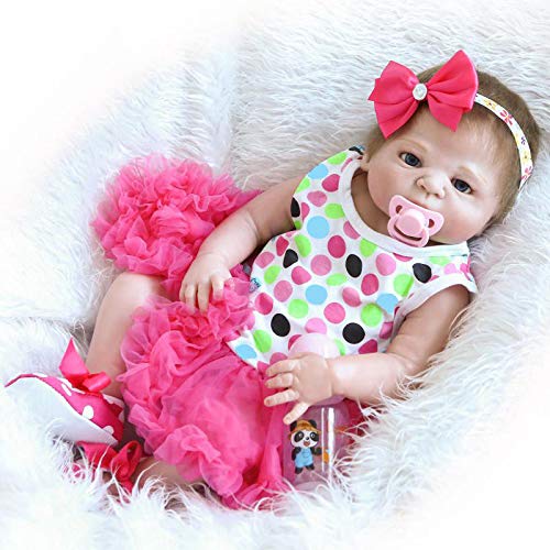 iCradle Reborn Baby Dolls 18 Pulgadas 45cm Muñecas Reborn Cuerpo Entero Silicona Realista Suave de Vinilo Lifelike Chica Bebé Reborn Niña Nacido Regalo de Juguete (Pink Headband)