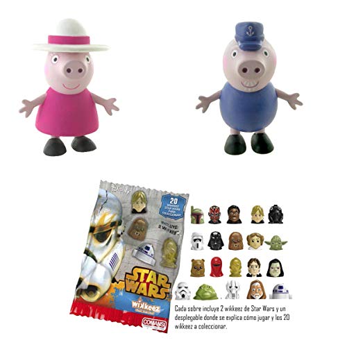 Lote 2 Figuras Comansi Abuelos Peppa Pig - Abuela Pig - Abuelo Pig + Regalo