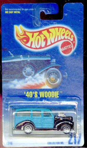 Mattel Hot Wheels 1992-217 '40's Woodie Blue Card 1:64 Scale