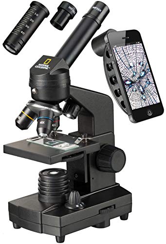 Microscopio National Geographic 40x-1280x con Soporte para Smartphone Microscopio National Geographic 40x-1280x con Soporte para Smartphone