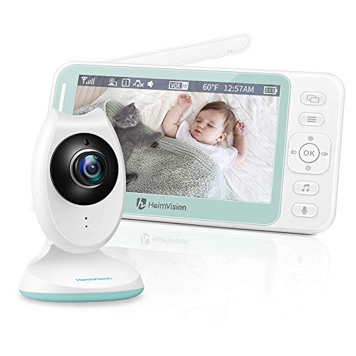 Vigilabebés Inalambrico con Pantalla LCD HD de 4.3 Pulgadas, Vigila Bebés con Visión Nocturna, Sensor de Temperatura y VOX, Cámara para Bebes con Audio Bidireccional, 8 Canciones de Cuna