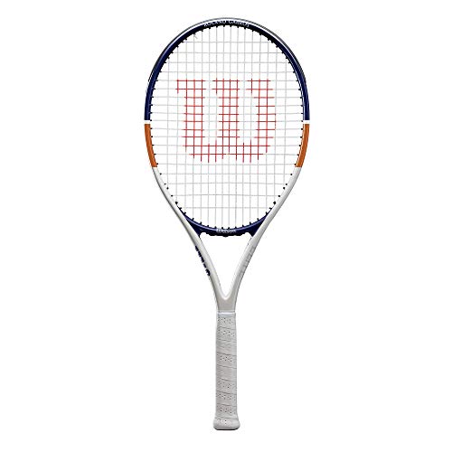 Wilson Raqueta de tenis, Roland Garros Elite, Aleación AirLite, Blanco/azul/naranja, WR030610U3