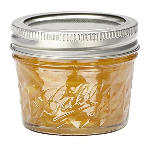 BALL MASON JARS 1440008003 - Frascos de vidrio de 135 ml, diseño de diamantes, 4 piezas, color transparente BALL MASON JARS 1440008003 - Frascos de vidrio de 135 ml, diseño de diamantes, 4 piezas, color transparente