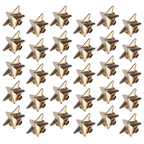chudian 30pcs Insignia de Estrella Pin de Solapa de Oro, Broche Pentagrama para Hombres Cuello Clip Pin Broche Camiseta Accesorios Pin Estrella Dorada para Mujeres