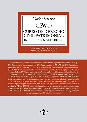 Curso de Derecho Civil patrimonial: Introducción al Derecho (Derecho - Biblioteca Universitaria De Editorial Tecnos)