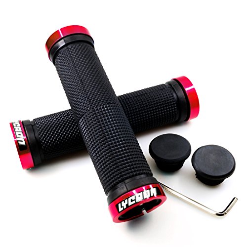 LYCAON Puños para Bicicletas de Montaña Bicicleta Manillar Apretones Doble Cierre Mango para Bicicleta Triciclo Silla de Ruedas MTB BMX (Rojo, General End Caps) LYCAON Puños para Bicicletas de Montaña Bicicleta Manillar Apretones Doble Cierre Mango para Bicicleta Triciclo Silla de Ruedas MTB BMX (Rojo, General End Caps)