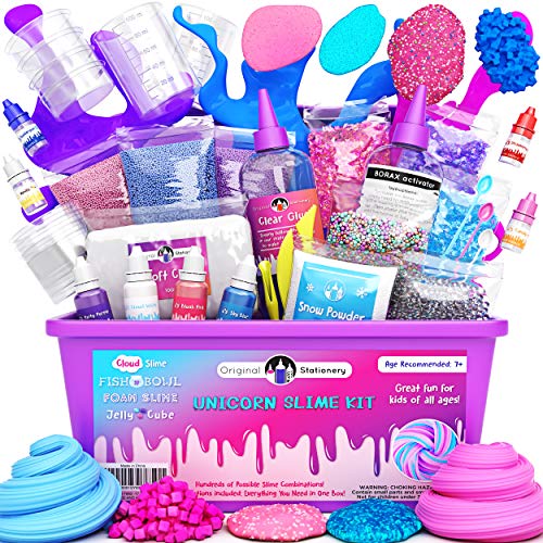 Original Stationery Slime Kit Unicornio Completo - Todo en una caja para que los niños y niñas hagan Slime - Suplementos para Slime de Unicornios, Purpurina, Arcilla Blanda, Plastilina, Floam Rosa