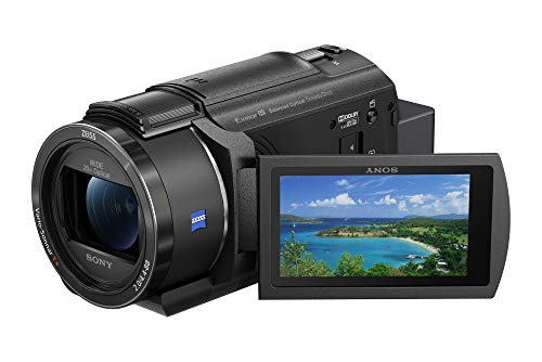 Sony Handycam FDR-AX43 - Videocámara (pantalla de 3" giratoria, grabación 4K Ultra HD, lente Zeiss Vario-Sonnar 26.8 mm, zoom óptico 20x, Balanced Optical SteadyShot, selfies, videos en casa y viajes)