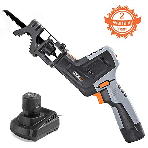 TACKLIFE Sierra Sable Inalámbrica de 12- Volt Máximo, con Batería de Litio de 1500mAh-Indicador de Batería, Cargador Rápido de Una Hora, Velocidad Regulable, Una Abrazadera de Sujeción - RES001 TACKLIFE Sierra Sable Inalámbrica de 12- Volt Máximo, con Batería de Litio de 1500mAh-Indicador de Batería, Cargador Rápido de Una Hora, Velocidad Regulable, Una Abrazadera de Sujeción - RES001