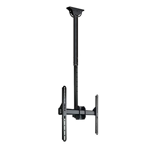 TooQ LPCE1155TSLI-B - Soporte de techo extensible, inclinable y giratorio para monitor/TV/LED de 32" -55", rotacion 360º, hasta 50 Kg de peso, ajustable 1060mm y 1560mm,VESA hasta 400x400, color negro