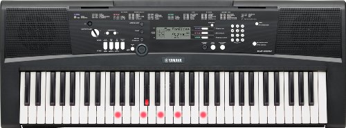 Yamaha EZ-220 - Teclado digital portátil de iniciación, con 61 teclas retroiluminadas sensibles a la pulsación y 392 voces de alta calidad incorporadas, color negro
