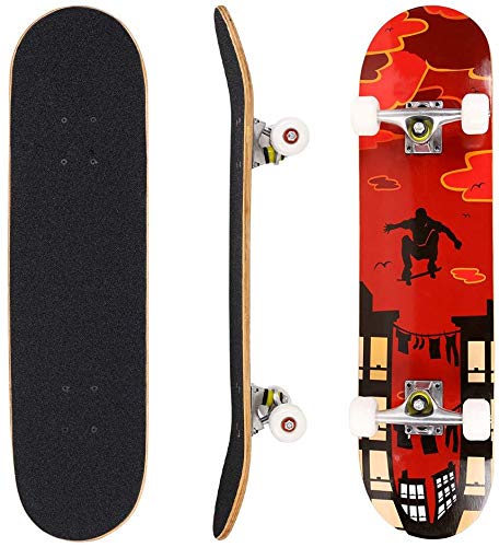 Hikole Skateboard Completo, Pro 31 Pulgadas Monopatín para Adolescentes Principiantes Niñas Niños Adultos, 9 Capas Monopatín de Madera de Arce