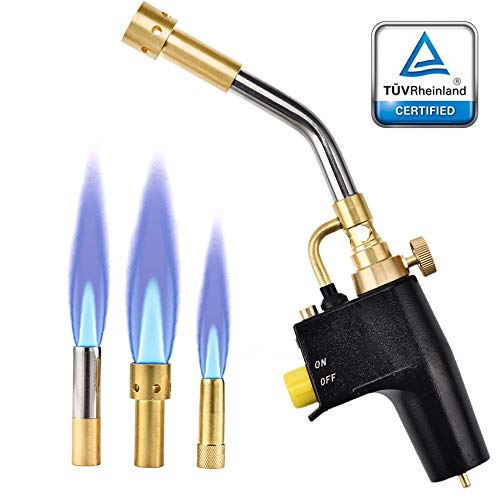 HUKOER Antorcha de Propano MAPP Antorcha de Barbacoa y Soldadura Fuerte Alta Intensidad Antorcha de Arranque con 3 Boquillas/Puntas, Bombonas de Gas no Incluidas HUKOER Antorcha de Propano MAPP Antorcha de Barbacoa y Soldadura Fuerte Alta Intensidad Antorcha de Arranque con 3 Boquillas/Puntas, Bombonas de Gas no Incluidas