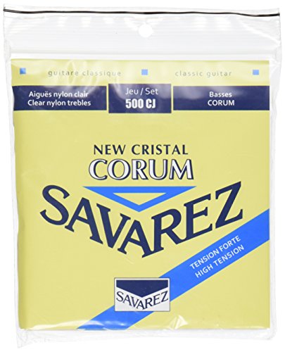 Savarez Cuerdas para Guitarra Clásica New Cristal Corum Juego 500CJ Tensión Alta, Azul