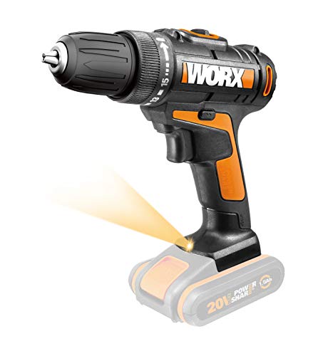 WORX WX101.9-Taladro Atornillador inalámbrico (20 V, sin batería ni Cargador)