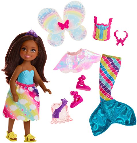 Barbie Dreamtopia, muñeca morena Chelsea sirena, juguete +3 años (Mattel FJD01)