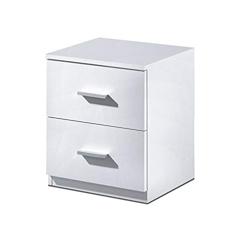Habitdesign 007820BO - Mesita de noche dos cajones Ward.E, color Blanco Brillo, dimensiones: 45 x 38 x 34 cm de fondo Habitdesign 007820BO - Mesita de noche dos cajones Ward.E, color Blanco Brillo, dimensiones: 45 x 38 x 34 cm de fondo
