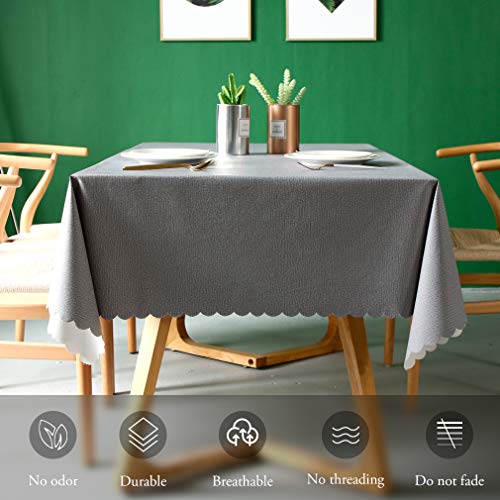 Pahajim Moderno Mantel de PVC Color Liso Mantel Impermeable Mantel Mesa Rectangular Antimanchas Tablecloths para (Gris, Rectangular/Oval,140x260cm，8-10 Asientos)