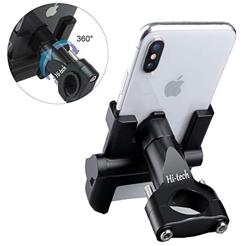 Soporte Móvil Teléfono Moto Bici, Bicicleta, Aleación de Aluminio, GPS Ajustable, Manillar para teléfono móvil, Estera de Silicona para iPhone/Samsung/Huawei con 360 Grados de rotación