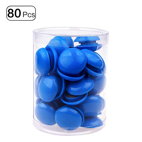 80 imanes de pizarra blanca para nevera, botón magnético redondo de plástico para oficina, escuela, rojo, 20 mm., color azul