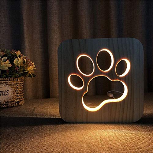 Nueva Pata de Perro de Madera luz Nocturna decoración de Dormitorio para niños Blanco cálido luz única Regalo de Fiesta de cumpleaños para Amigos de niños Nueva Pata de Perro de Madera luz Nocturna decoración de Dormitorio para niños Blanco cálido luz única Regalo de Fiesta de cumpleaños para Amigos de niños