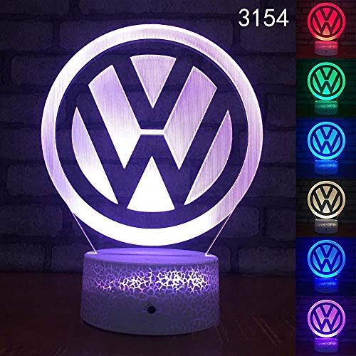 OMCR Ilusión luz nocturna 16 colores - Reloj - bocina Bluetooth - Hyundai automóvil logotipo de automóvil, 3D 16 tipos de colores Cambiar fantástico Botón táctil USB Escritorio LED de luz/lámpara de