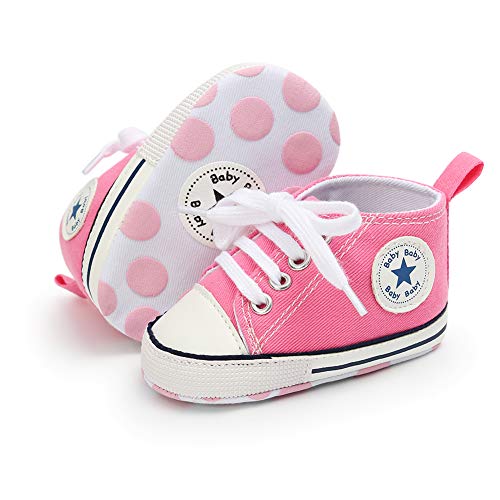 Babycute - Zapatillas de lona para bebé con suela suave y cordones, informales, para niños y niñas, primeros pasos, color Beige, talla 0-6 meses Babycute - Zapatillas de lona para bebé con suela suave y cordones, informales, para niños y niñas, primeros pasos, color Beige, talla 0-6 meses