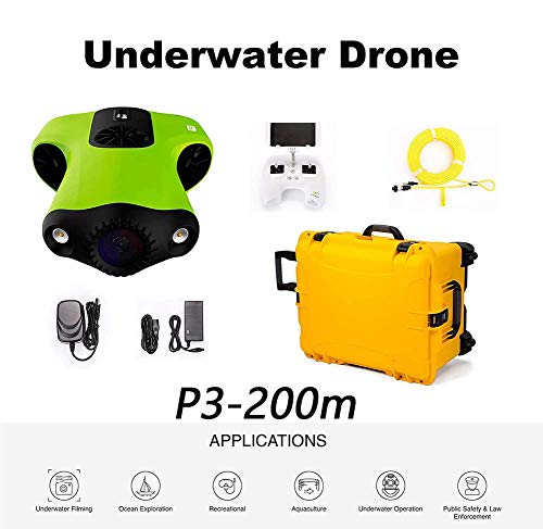 Drohneks Cámara para Drones submarinos P3 4K UHD Cable de 20 megapíxeles 100 m / 200 m de Profundidad, 64 GB de Memoria de vídeo Grabación de fotografías Pesca Mundo Submarino. Drohneks Cámara para Drones submarinos P3 4K UHD Cable de 20 megapíxeles 100 m / 200 m de Profundidad, 64 GB de Memoria de vídeo Grabación de fotografías Pesca Mundo Submarino.