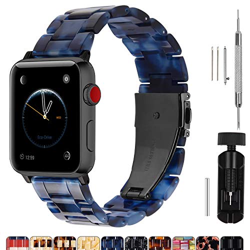 Fullmosa 7 Colores Correa de Resina Compatible con Apple Watch de 38mm 40mm 42mm 44mm, Correa Reloj para iWatch Band Serie 5/4/3/2/1, Nike+ Deporte, 40mm Azul Oscuro/Herraje Gris