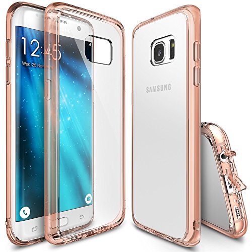 Funda Galaxy S7 Edge, Ringke [FUSION] Choque Absorción TPU Parachoques [Choque Tecnología Absorción][Conviviente tapón antipolvo] para Samsung Galaxy S7 Edge - Rose Gold Crystal