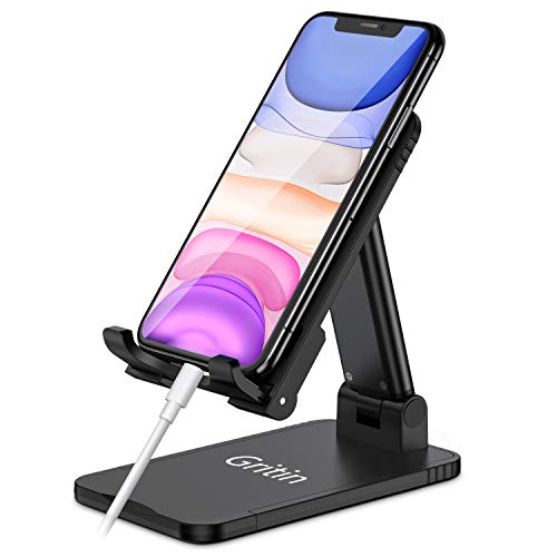 Gritin Soporte Móvil, Multiángulo Soporte Teléfono Mesa, Soporte Dock Base Plegable&Portátil con Almohadilla de Silicona Antideslizante para Teléfono Móvil iPhone, Android y Tablet Gritin Soporte Móvil, Multiángulo Soporte Teléfono Mesa, Soporte Dock Base Plegable&Portátil con Almohadilla de Silicona Antideslizante para Teléfono Móvil iPhone, Android y Tablet