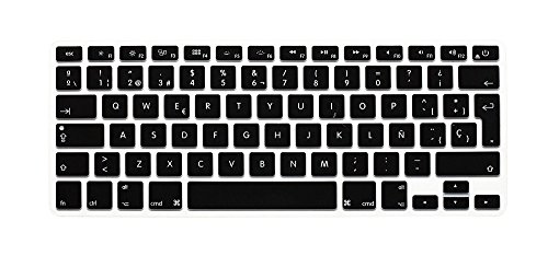 GSuMio Española Cubierta del Teclado/Keyboard Cover para MacBook Pro 13" 15" 17" & Air 13", MacBook Pro 13" Retina & MacBook Pro 15" Retina EU/ISO Disposición Silicone/Silicona Skin - Negro/Black
