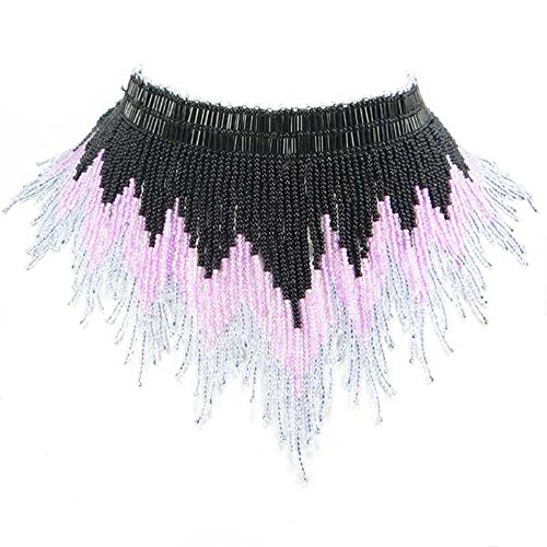 Negro y rosa perlas de semillas con cuentas artesanal gargantilla collar Funky Sweet moda bastante elegante Sassy joyería n-14-sb-20
