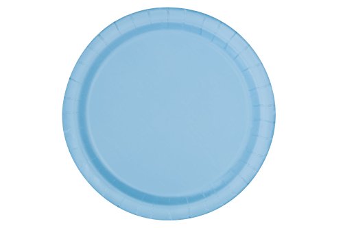 Unique Party - Platos de Papel - 17.1 cm - Azul Claro - Paquete de 20 (30898)