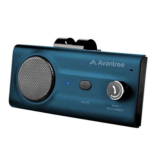 2020 Avantree CK11 Bluetooth 5.0 Kit Manos Libres para Coche, Altavoz Fuerte, Conecta con Siri, Google Asistente, Movimiento Automático Activado, Botón de Volumen, Inalámbrico para Visera - Azul