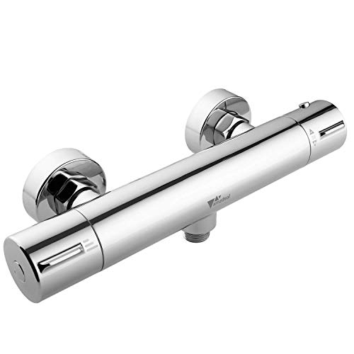 Amzdeal Grifo Ducha Termostático, Termostato de ducha con el Botón de Seguridad 38 ℃, Mezclador Termostático Ducha 20-50℃, Cromo Amzdeal Grifo Ducha Termostático, Termostato de ducha con el Botón de Seguridad 38 ℃, Mezclador Termostático Ducha 20-50℃, Cromo