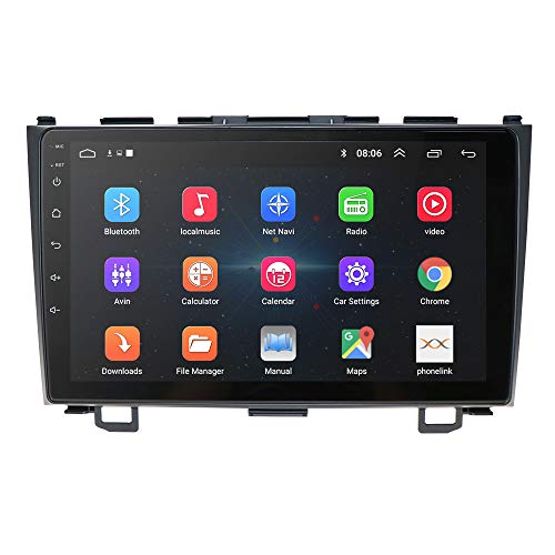 Android 9.0 Car Radio Navegación GPS Apto para Honda CRV 2007 2008 2009 2010 2011 Bluetooth Pantalla táctil de 9 Pulgadas WiFi USB GPS Control del Volante Mirrorlink WiFi 4G FM Dab +