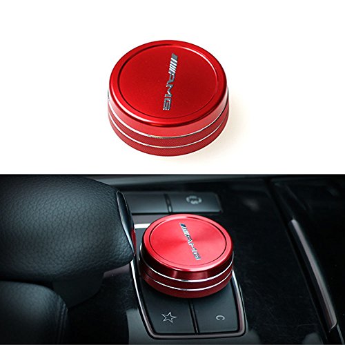 Duoles Botón de control multimedia con diseño de consola central de metal, color rojo, para Mercedes Benz A B E GLK GLA CLA GLE ML clase GL