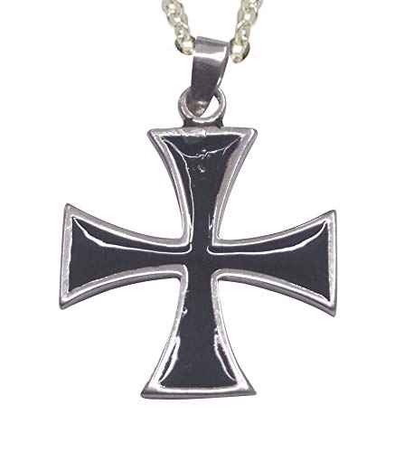 Sicuore Colgante Collar Cruz De Malta Templaria Hierro para Mujer Hombre - Plata De Ley 925 Incluye Cadena De Plata De 45cm Y Estuche para Regalo