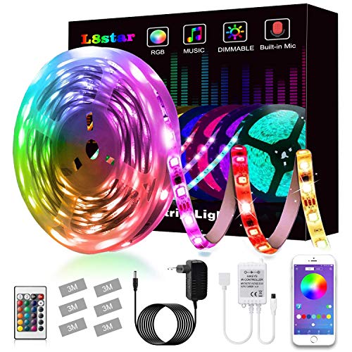 Tiras LED, L8star Tiras de Luces LED Smart 5050 Control APP,Luces Led Habitacion con Controlador Bluetooth Sincronizar, con Música Solicitar TV Dormitorio, fiestas y Decoración del Hogar (5M) Tiras LED, L8star Tiras de Luces LED Smart 5050 Control APP,Luces Led Habitacion con Controlador Bluetooth Sincronizar, con Música Solicitar TV Dormitorio, fiestas y Decoración del Hogar (5M)