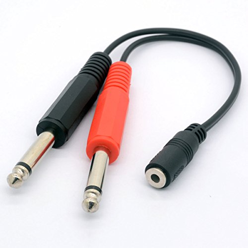 3.5mm (Mini) 1/8" TRS Stereo Female to 2 Dual 1/4" 6.35mm Mono TS Macho Y Splitter Cable Adaptador de Audio Stereo Converter Amplificador de Guitarra 20cm/8inch