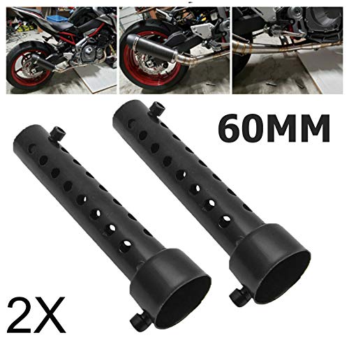 Maso - Silenciador de escape universal para motocicleta (kit de 2 unidades de 35 mm, 48 mm y 60 mm), color negro